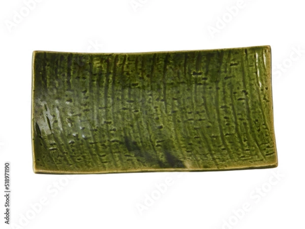Obraz empty green tray on white background, empty, plate, dishware, blank, tableware