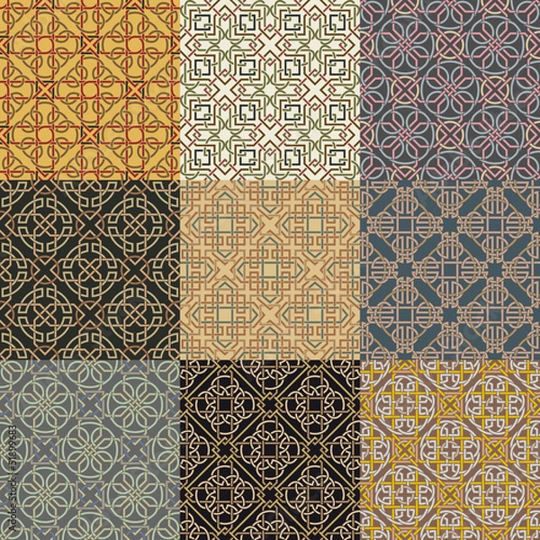 Fototapeta Set of background seamless celtic pattern