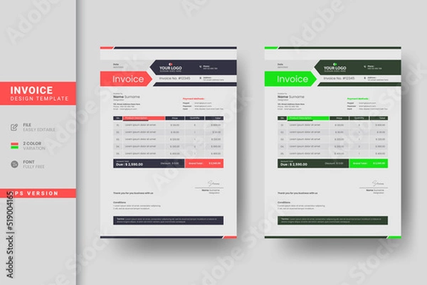 Fototapeta Simple creative business invoice design