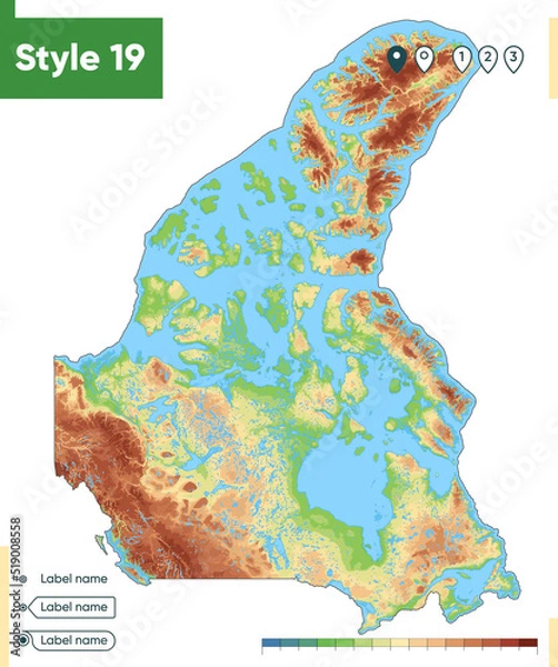Fototapeta Canada - high detailed physical map. Vector map. Dem map.