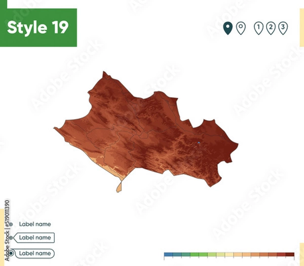 Fototapeta Lorestan, Iran - high detailed physical map. Vector map. Dem map.