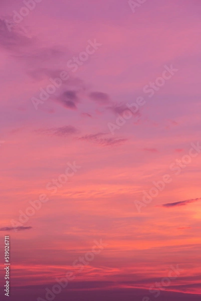 Obraz Beautiful sunrise, sunset purple pink violet orange blue sky with clouds abstract background texture