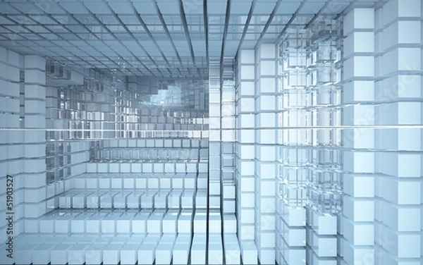 Fototapeta Abstract interior of glass blocks