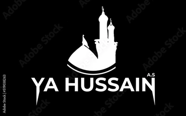 Fototapeta Arabic Style Calligraphy Ya Hussain (A.S). Black colored background for karbala incident. Labbaik Ya Hussain. Martyrs Karbala Element design, Urdu  Arabic Calligraphy.