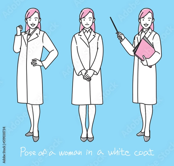 Obraz 白衣の女性　ポーズ　セット