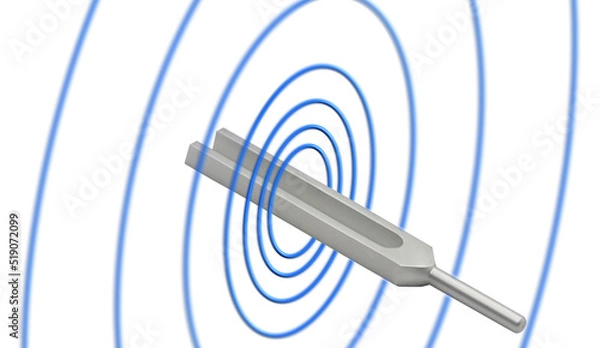 Fototapeta tuning fork with sound wave 3d