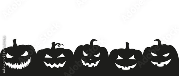 Obraz Halloween pumpkins silhouette on white background. Vector.