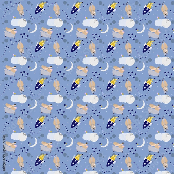 Obraz Children pattern with dogs in space