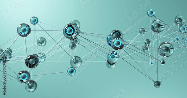 Fototapeta Image of network of connections over blue background