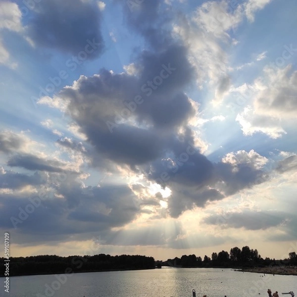 Fototapeta sunset over the river