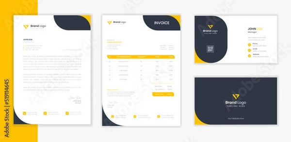 Obraz Modern Corporate Stationery design set with letterhead, business card and invoice