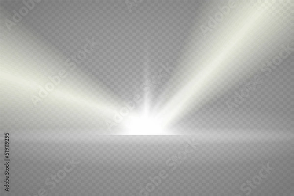 Obraz The light of a star. star glow on a transparent background explodes on a transparent background. White light. 