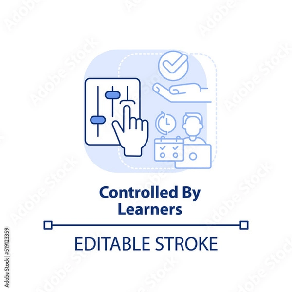 Fototapeta Controlled by learners light blue concept icon. Microlearning method abstract idea thin line illustration. Self management. Isolated outline drawing. Editable stroke. Arial, Myriad Pro-Bold fonts used