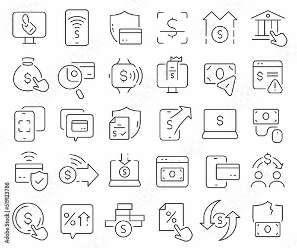 Obraz Online banking line icons collection. Thin outline icons pack. Vector illustration eps10