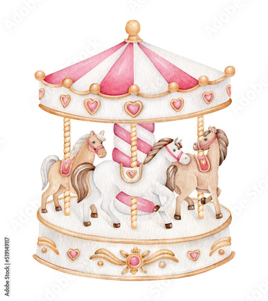 Obraz carousel horses on a white