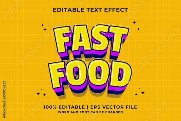 Obraz 3d Fast Food Cartoon Editable Text Effect Premium Vector