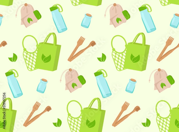 Obraz patterns about ecology, plants, eco  packaging, toothbrush