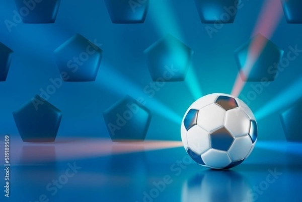 Fototapeta smartphone with a white screen. sports object on dark background. 3d copy space. live program online. 3d illustration. sport competition application online. online live app broadcast. soccer game