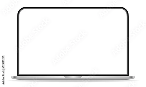 Fototapeta Laptop mockup with white screen. Vector illustration isolated on a white background