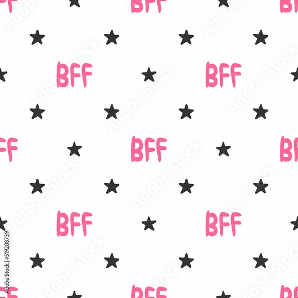 Obraz Repeating stars and the abbreviation BFF. Best friends forever. Cute seamless pattern. Simple vector illustration.