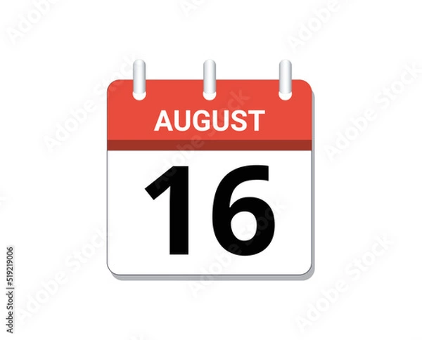 Obraz August, 16th calendar icon vector, concept of schedule, business and tasks
