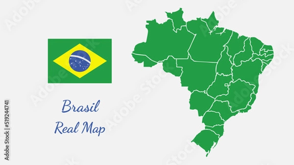 Fototapeta Brasil real map vector