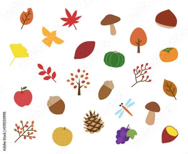 Fototapeta 秋のイラスト素材セット