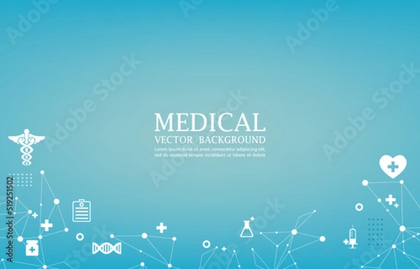 Obraz Abstract medical background futuristic polygon pattern.medical icons. 