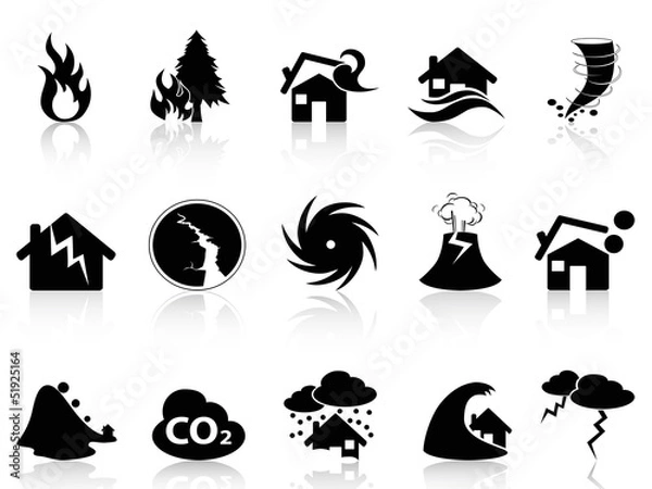 Obraz Natural disaster icons set