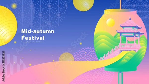 Obraz Creative poster of mid autumn festival lanterns