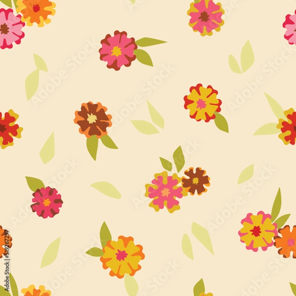 Obraz 70s Retro flowers seamless vector repeat pattern