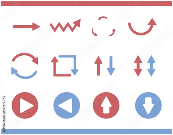 Obraz アメリカンカラーの矢印素材セット