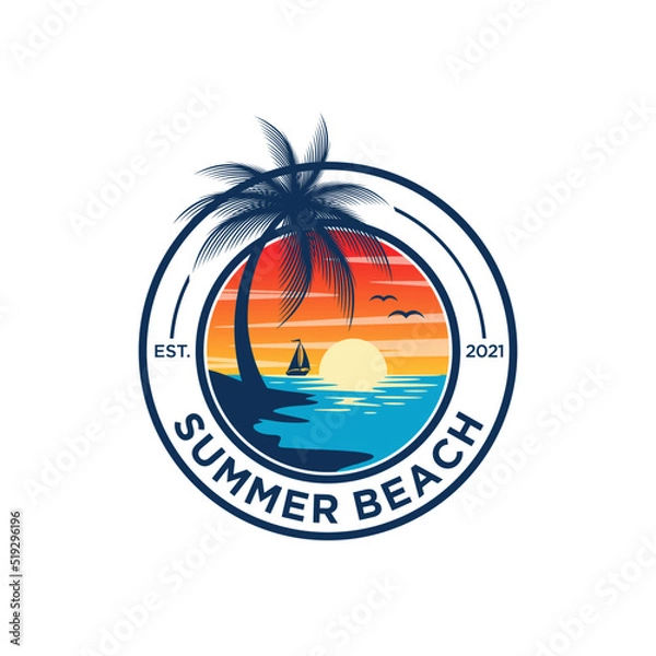 Obraz summer beach logo vector illustration