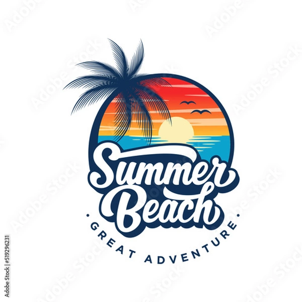 Obraz summer beach logo vector illustration