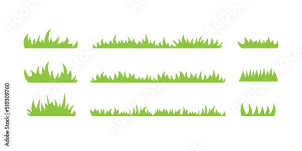 Obraz Set of flat grass elements illustration