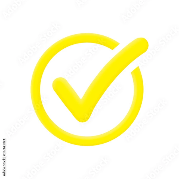 Obraz yellow check mark right sign icon