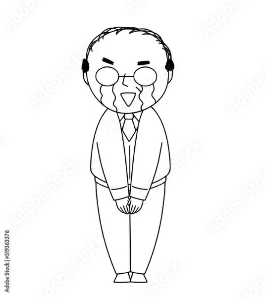 Obraz 泣きながらお礼するおじさんのイラスト