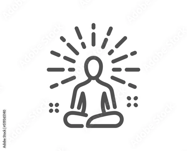 Fototapeta Yoga line icon. Meditation pose sign. Relax body and mind symbol. Quality design element. Linear style yoga icon. Editable stroke. Vector