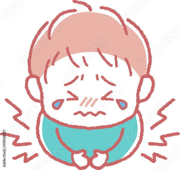 Fototapeta お腹が痛い男の子のイラスト