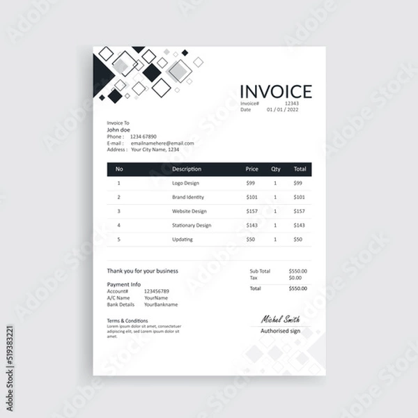 Obraz Modern Illustration Invoice Design Template