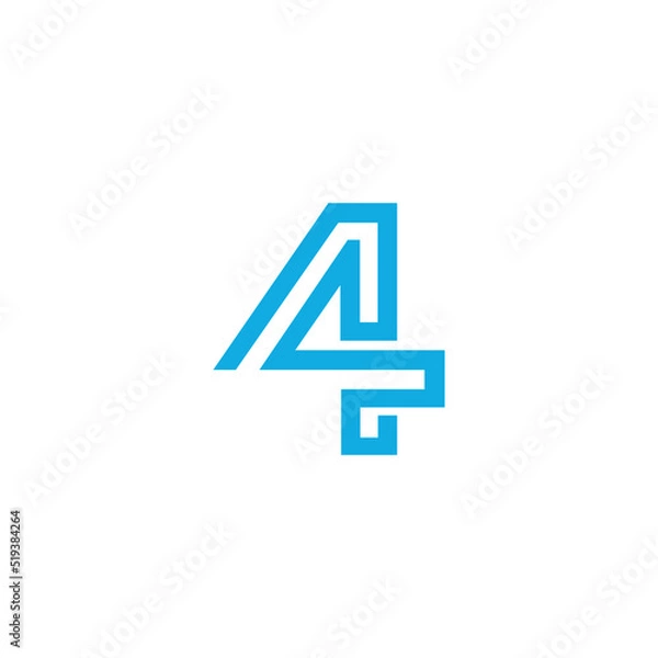 Fototapeta linear logo with the number four