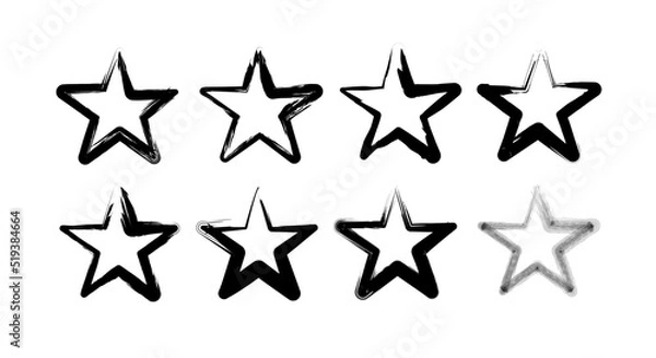 Fototapeta A set of grunge stars - frames in black. Vector elements for design design. Universal symbols and elements.