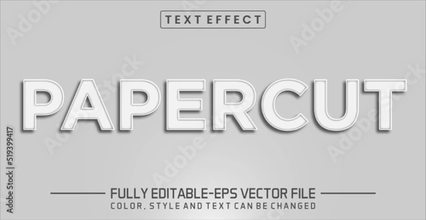 Fototapeta Paper cut silver font Text effect editable