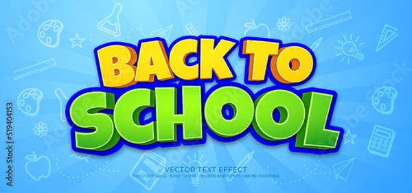 Obraz Awesome 3d text Back to school editable comic style effect