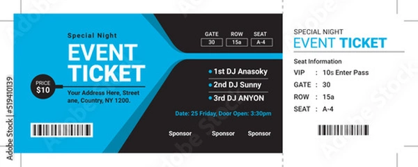 Obraz Event Ticket Vector Template 80