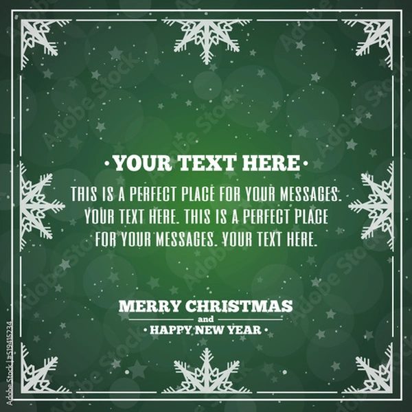 Fototapeta Merry Christmas background with vintage frame. Vector Illustration