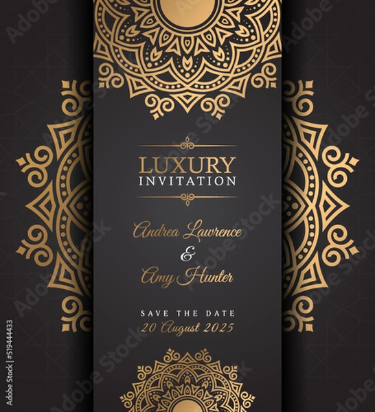 Obraz Luxury Mandala Pattern Elegant Wedding Invitation Card Design Vector Template for Wedding, Invitation, Birthday, Greetings, Party 