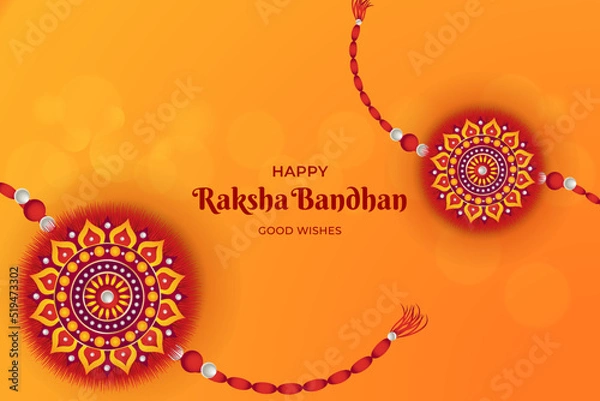 Obraz Happy Raksha Bandhan red background with decorative Rakhi