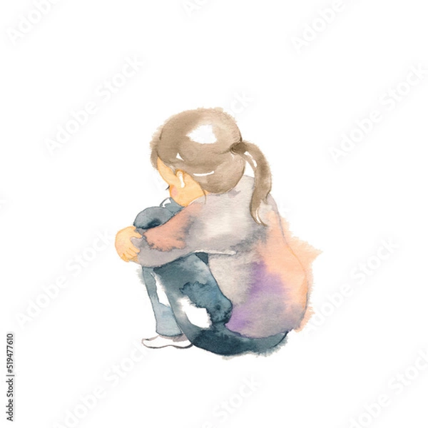 Fototapeta 膝を抱えて座る女の子