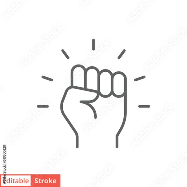 Fototapeta Empowerment icon. Simple outline style. Hand fist, empower, strength, courage, strong, power concept. Thin line vector illustration isolated on white background. Editable stroke EPS 10.